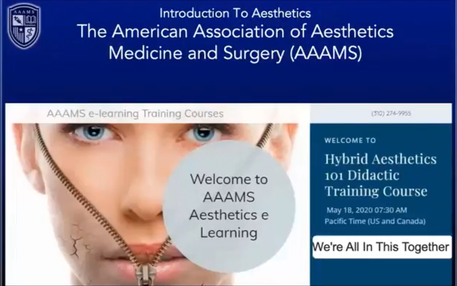 American Association of Aesthetic Medicine and Surgery Aesthetics 101 Hybrid Training Course 2020